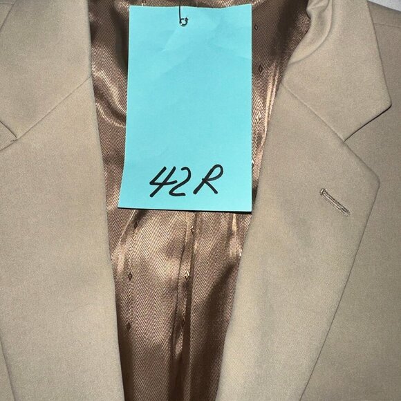 Vintage Joseph Feiss Mens Jacket Blazer Size 42 Regular Beige - Picture 4 of 6